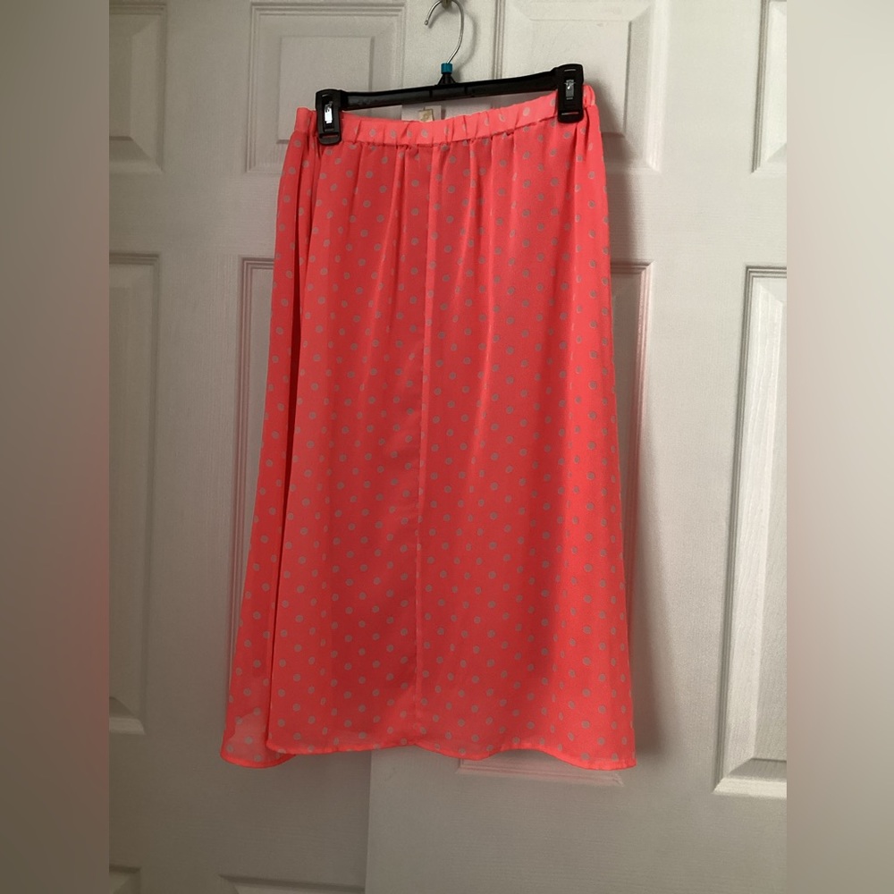 LARA Fashion Polka Dot Midi Skirt, Elastic Waist, 28-30 Inches